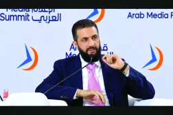 Suriye Cumhurbaşkanı Ahmed El-Şera, dün Dubai’de yaptığı konuşmada (Şarku'lAwsat)