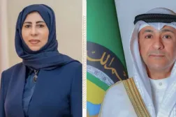 Jassem Albudaiwi, Secretary-General of the Gulf Cooperation Council, and Dr. Afrah al-Zouba, Yemen’s Foreign Minister. (GCC)