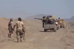 Fighters from the Yemeni government’s Southern Giants Brigades near the Bab al-Mandab Strait (AP) 