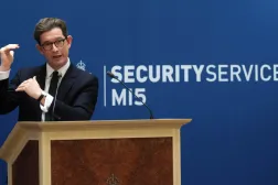 Director General of MI5 Ken McCallum speaks at Thames House, the headquarters of the UK's Security Service in London, Tuesday Oct. 13, 2026. (Jonathan Brady/PA via AP, Pool)