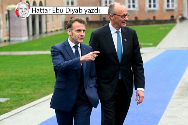 Almanya Şansölyesi Friedrich Merz ve Fransa Cumhurbaşkanı Emmanuel Macron, Belçika'daki Alden Biesen Kalesi'nde düzenlenen gayri resmi Avrupa zirvesinde, 12 Şubat (AFP)