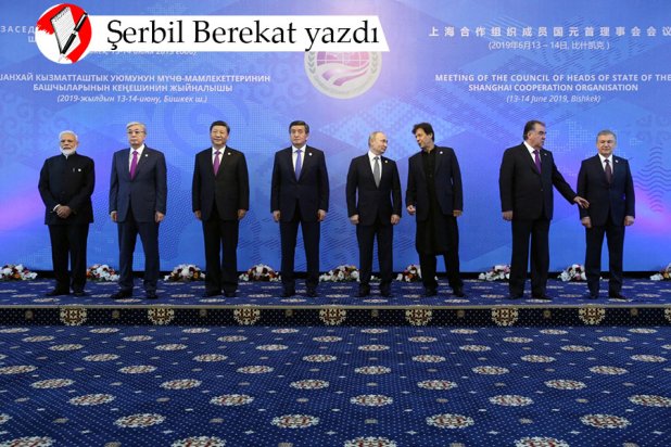 Bişkek'te düzenlenen ŞİÖ Devlet Başkanları Konseyi toplantısı öncesinde çekilen grup fotoğrafı, 14 Haziran 2019 (AFP)