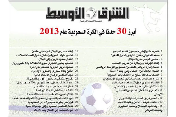 أبرز 30 حدثا في الكرة السعودية عام 2013
