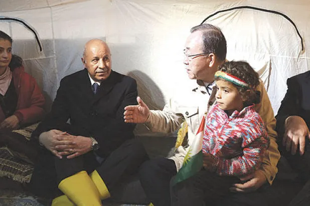 الأمين العام للأمم المتحدة يتفقد اللاجئين السوريين في كردستان العراق
