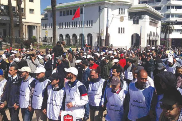 مسيرة حاشدة في الدار البيضاء لثلاثة اتحادات عمالية احتجاجا على السياسة الحكومية