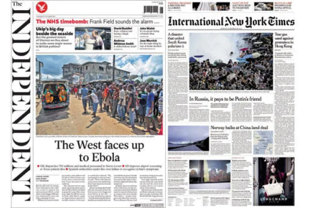 «إيبولا» والتطرف الديني والتداعيات الاقتصادية.. تتصدر الصحف البريطانية