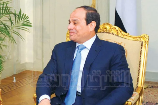 الرئيس المصري خلال الحوار مع ({الشرق الأوسط})   (تصوير: فادي فارس)