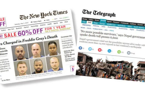 المآسي الإنسانية والكوارث الطبيعية تفرض تغطيتها على الصحافة البريطانية