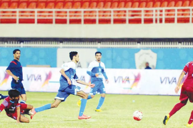 جانب من المباراة التي جمعت النصر بالجهراء مؤخرا («الشرق الأوسط»)