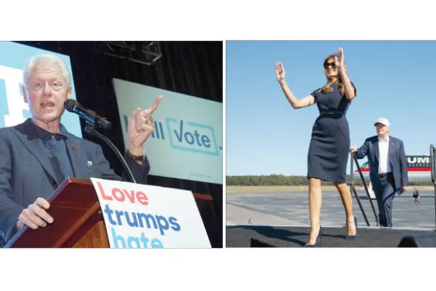 بيل كلينتون وملانيا ترامب.. والدفاع عن الأزواج