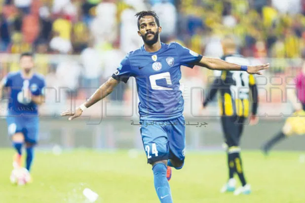 العابد يحتفل بالهدف الثالث في مرمى الاتحاد (تصوير: محمد المانع)