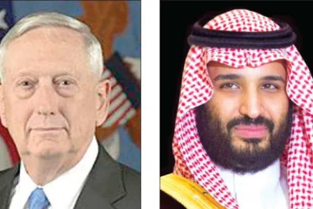 ولي ولي العهد السعودي يتلقى اتصالاً هاتفياً من وزير الدفاع الأميركي