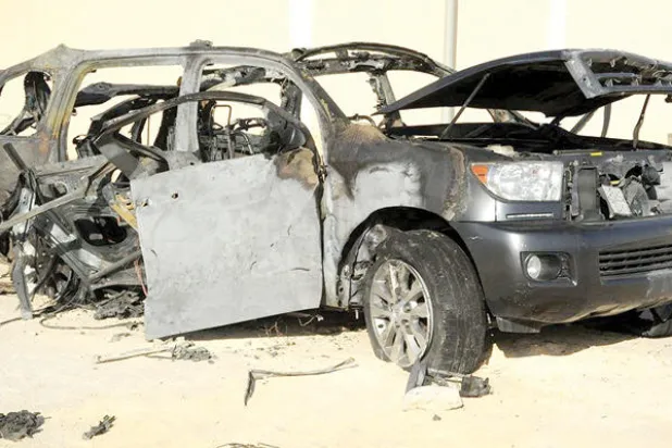 سيارة الإرهابيين التي انفجرت في القطيف بداية يونيو الحالي