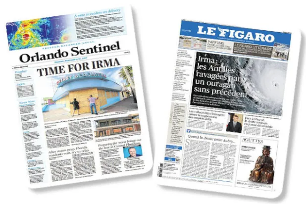 إعصار «إيرما» يضرب الصحف العالمية