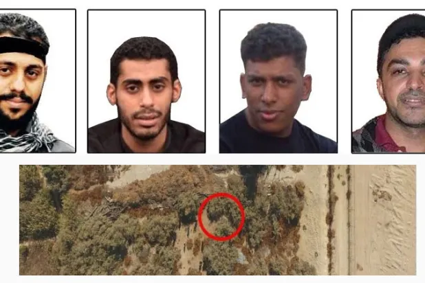 سلمان الفرج وعلي الحمد  وميثم القديحي   والمكان الذي دفنت فيه جثة القاضي الجيراني (واس)