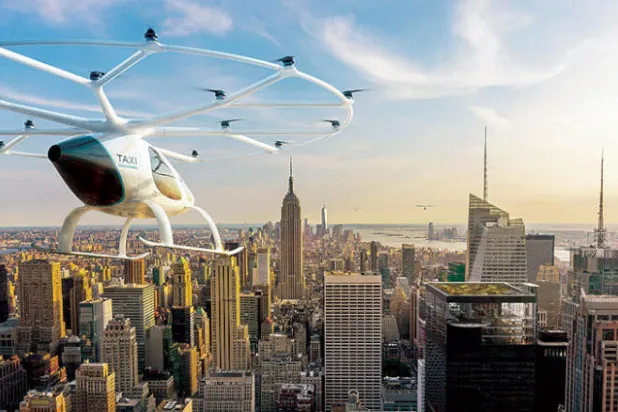«فولوكوبتر» سيارة الأجرة الطائرة في رسم تخيلي فوق مدينة نيويورك