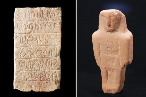 من المعروضات في «صدى القوافل... مراكز حضارية من المملكة العربية السعودية خلال فترة ما قبل الإسلام» بمتحف الشارقة للآثار