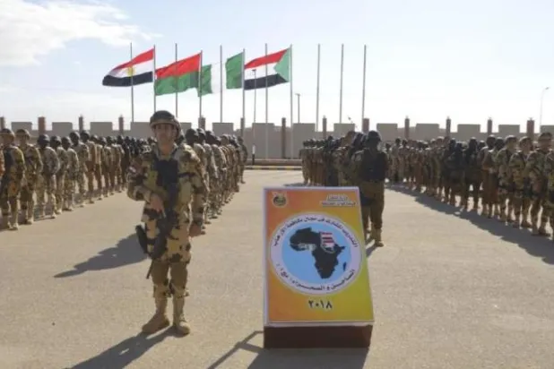 جانب من القوات المشاركة في التدريب بقاعدة محمد نجيب العسكرية (المتحدث العسكري المصري) 