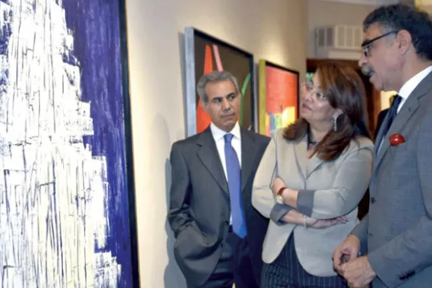 الكاتب والفنان جمال فهمي بصحبة الوزيرة غادة والي
