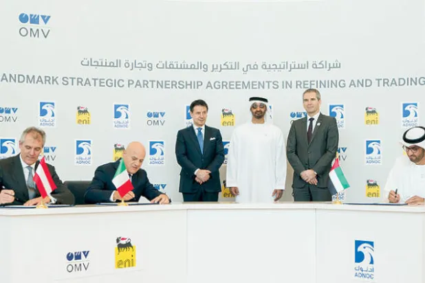 «أدنوك» الإماراتية توقع شراكة استراتيجية مع «إيني» و«أو إم في»