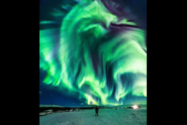 بالصورة... رصد «تنين أخضر» في سماء آيسلندا