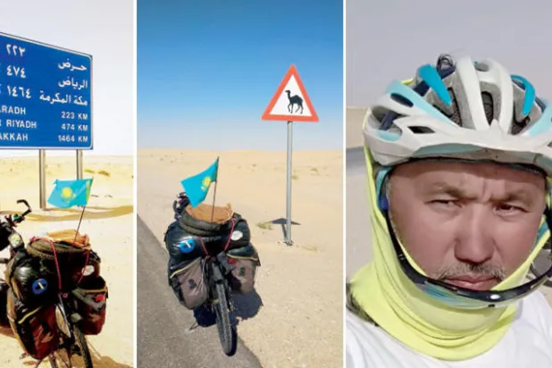 كازاخستاني يقطع 5 آلاف كيلومتر على دراجته الهوائية لأداء العمرة