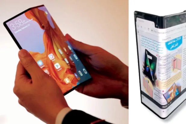 ملحق تقنية المعلومات كما يظهر على شاشة هواوي مايت إكس ( الشرق الأوسط)  -  هاتف «هواوي مايت إكس» بشاشته المنحنية