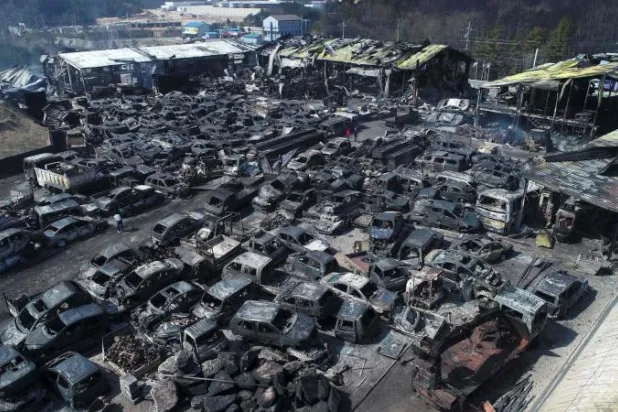 آثار الحرائق في كوريا الجنوبية (أ.ف.ب)