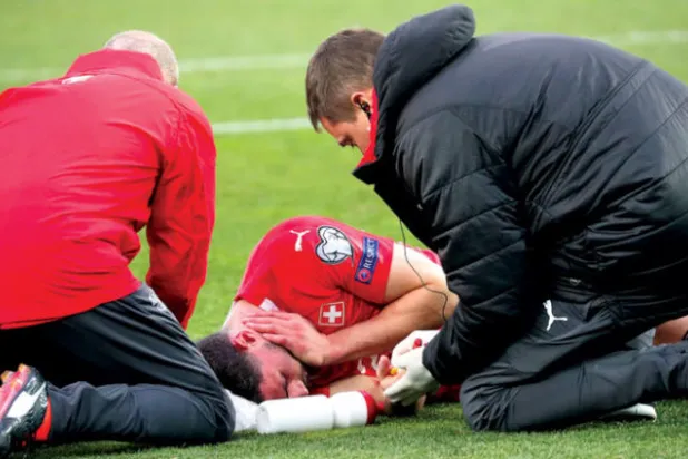 السويسري شير أُصيب بارتجاج وأكمل اللعب ضد جورجيا