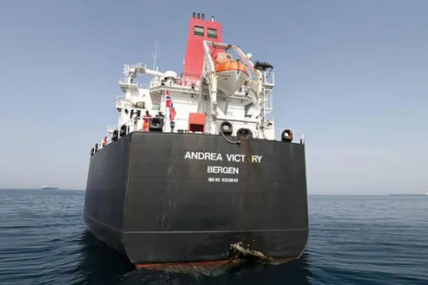 Norveç nakliye gemisi… Geminin üzerinde gerçekleştirilen sabotaj eyleminin izleri görünüyor (EPA)