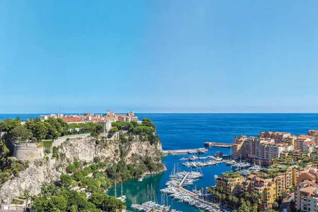 صورة بانورامية يظهر فيها قصر موناكو