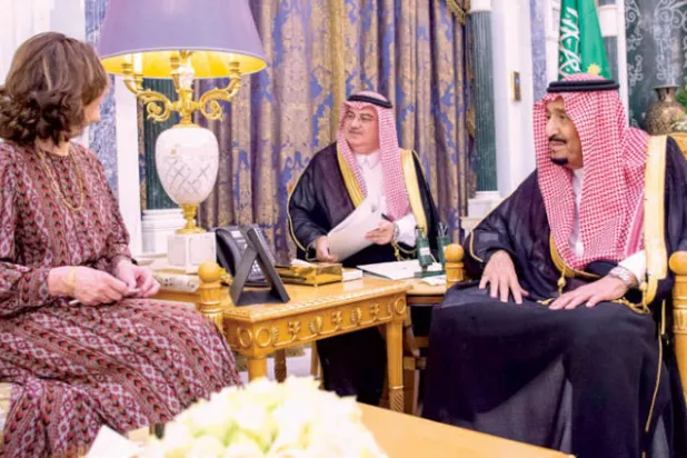 خادم الحرمين الشريفين لدى لقائه مديرة وكالة الاستخبارات المركزية الأميركية (واس)