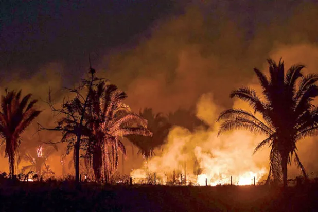 حريق في 10 سبتمبر الماضي وهو ضمن أكثر من 74150 حريقاً تعرضت لها غابات الأمازون في البرازيل عام 2019 (أ.ف.ب)