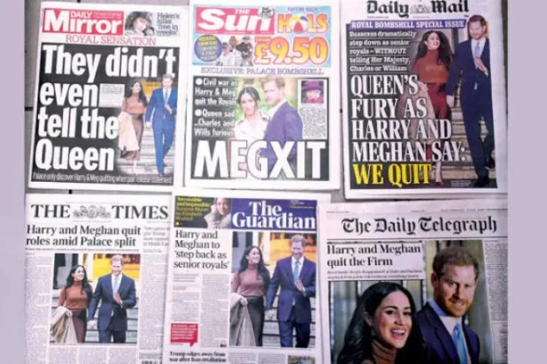 شہزادہ ہیری اور ان کی اہلیہ میگان کے شاہی خاندان کے ممتاز افراد کی حیثیت سے اپنے کردار کو کم کرنے کی خبریں کل برطانوی اخبارات میں شائع کی جائیں گی