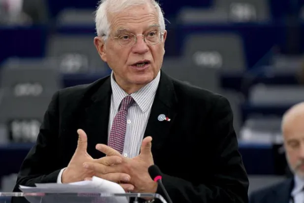 جوہری معاہدہ کے سلسلہ میں تنازعات کو حل کرنے کے طریقۂ کار کی نگرانی کے ذمہ دار اور یورپی خارجہ پالیسی کے کوآرڈینیٹر جوزیپ بورل کو کل اسٹراسبرگ میں ایک تقریر کے دوران دیکھا جا سکتا ہے (اے ایف پی) 