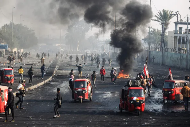 جانب من الاحتجاجات في العراق (أ.ف.ب)
