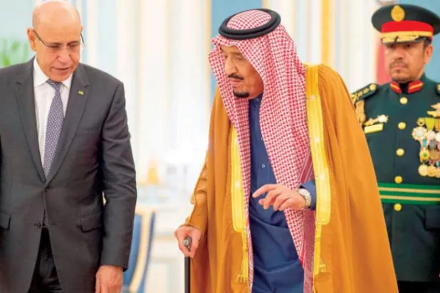 Suudi Arabistan Kralı, Moritanya Cumhurbaşkanı’nı ağırlarken (SPA)