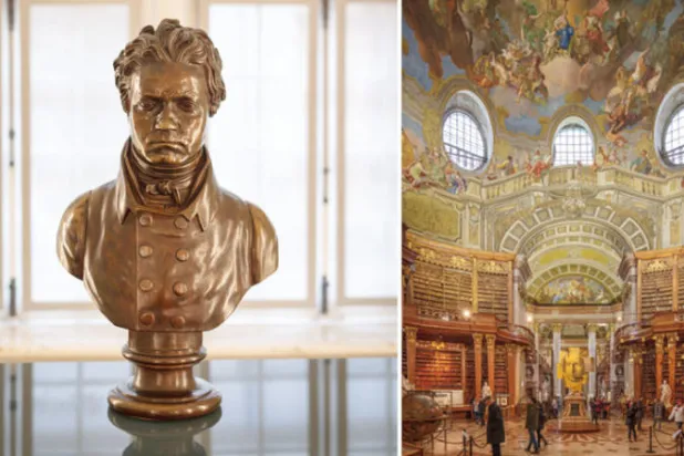 المكتبة الوطنية بفيينا تستضيف معرضاً عن بيتهوفن يضم نوتات السيمفونية التاسعة (نيويورك تايمز)  -  تمثال نصفي لبيتهوفن في المنزل الذي شهد مولده في مدينة بون (نيويورك تايمز)