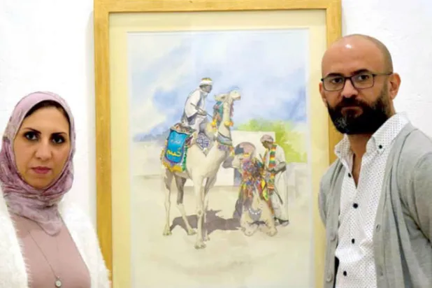 الفنان وائل نور وزوجته الفنانة التشكيلية يسرا حفض