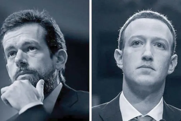مارك زوكربيرغ، الرئيس التنفيذي لـ «فيسبوك»، وجاك دورسي، الرئيس التنفيذي لـ «تويتر»