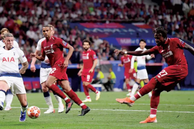 أوريغي يحرز الهدف الثاني في المباراة النهائية لدوري أبطال أوروبا أمام توتنهام (غيتي)