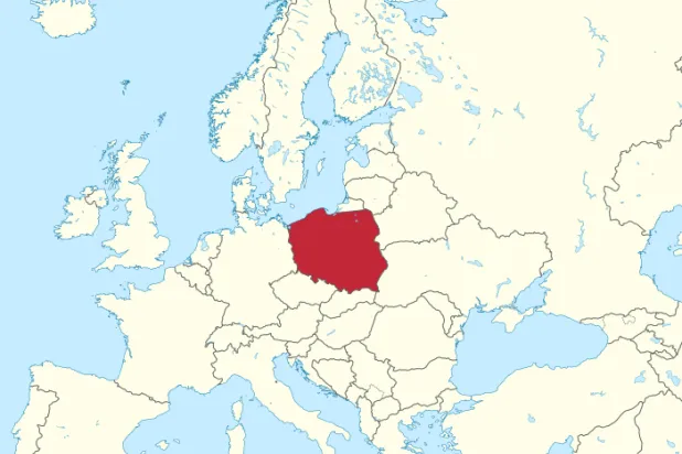 الموقع الاستراتيجي لبولندا بالأحمر (ويكيبيديا)