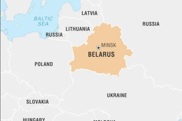 موقع بيلاروسيا في قلب اوروبا الشرقية (بريتانيكا)