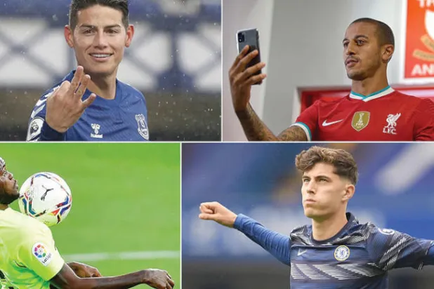 تياغو ألكانتارا - خاميس رودريغيز - كاي هافرتز - توماس بارتي (غيتي)