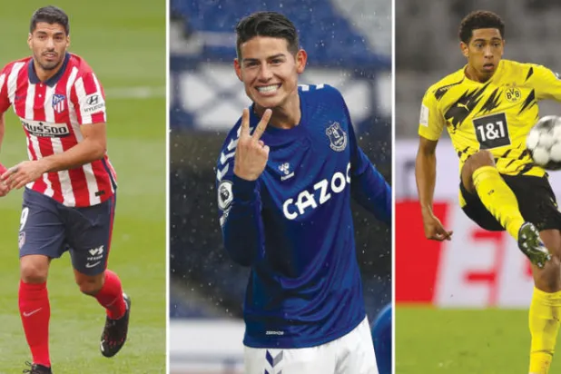 جود بيلينغهام  -  خاميس رودريغيز  -  لويس سواريز (غيتي)