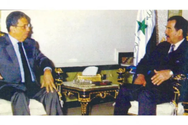 Amr Musa’nın, Ocak 2002'de Bağdat'ta Saddam Hüseyin ile yaptığı görüşmeden bir kare