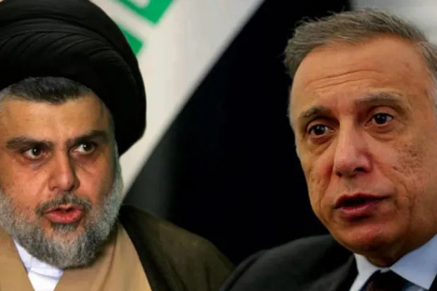 Iraklı Şii lider Mukteda es-Sadr (Reuters) / Irak Başbakanı Mustafa el-Kazimi (AP)