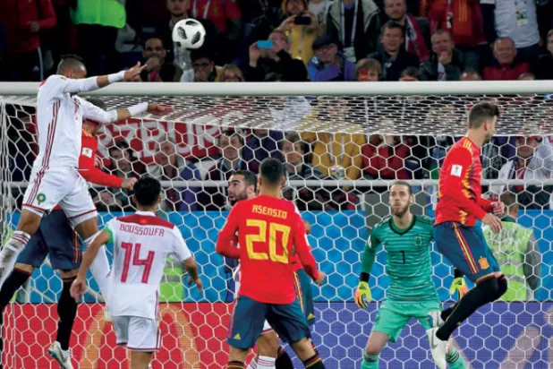 مونديال روسيا: النصيري يمنح المغرب التقدم على إسبانيا 2-1 بضربة رأسية رائعة (غيتي)