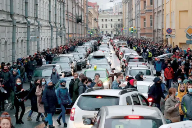 احتجاجات مناصرة لنافالني واعتقالات في ٩٥ مدينة روسية