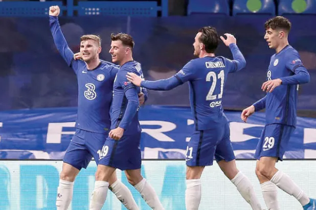 فيرنر (يسار) بعد هزه شباك ريال مدريد... توخيل أدرك أن الوقت ما زال مبكراً للغاية للحكم على اللاعب (غيتي)